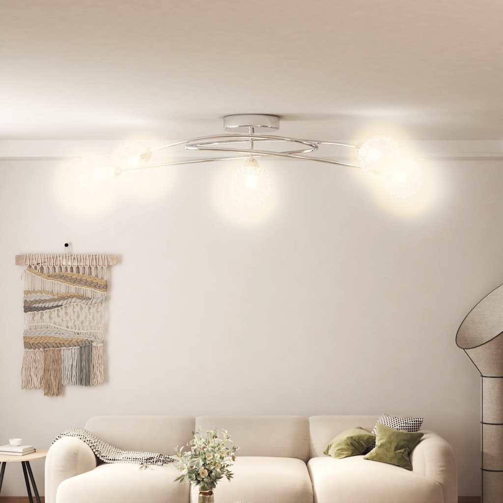 Ceiling Light, Wire Mesh Shades, 5 × G9