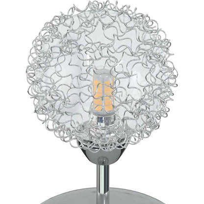 Lattice shade close-up: glass globe wrapped in aluminium wire