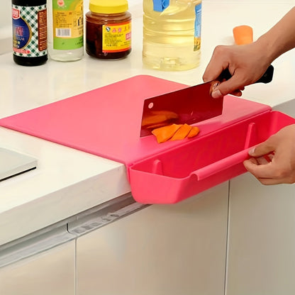 Sweep chopping board with catch tray
