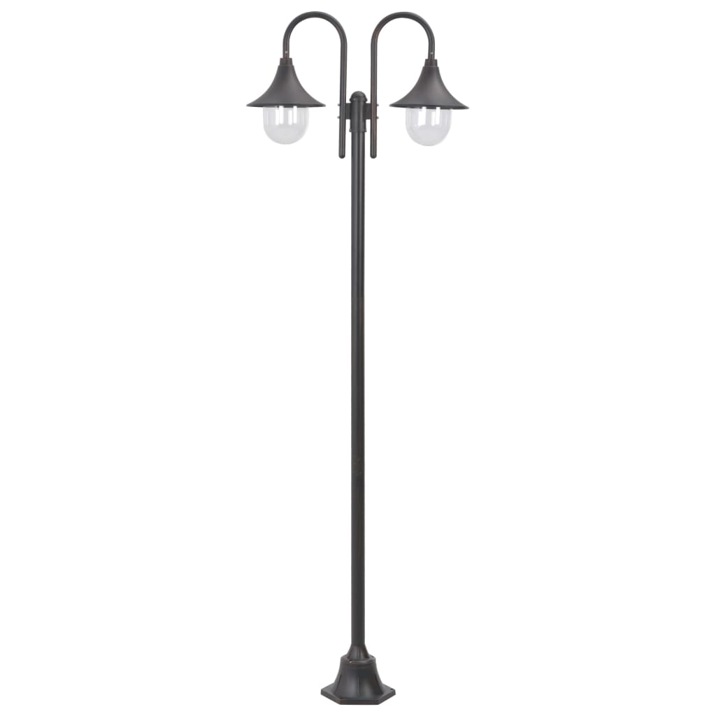 Garden Bollard Light, E27, 220 cm, 2-Lantern, Bronze