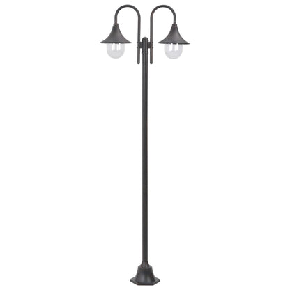 Garden Bollard Light, E27, 220 cm, 2-Lantern, Bronze