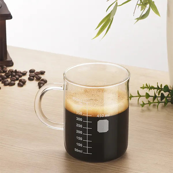 Borosilicate Glass Coffee Sharing Cup with Scale