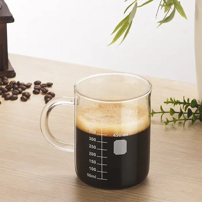 Borosilicate Glass Coffee Sharing Cup with Scale