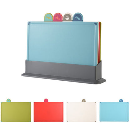 4-Piece Cutting Board Set with Anti-Slip Index and Stand