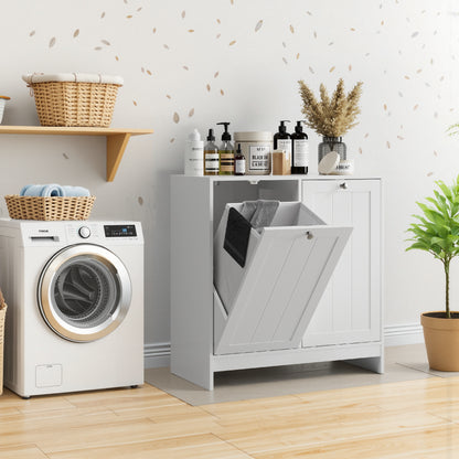 Tilting Laundry Basket Cabinet, White