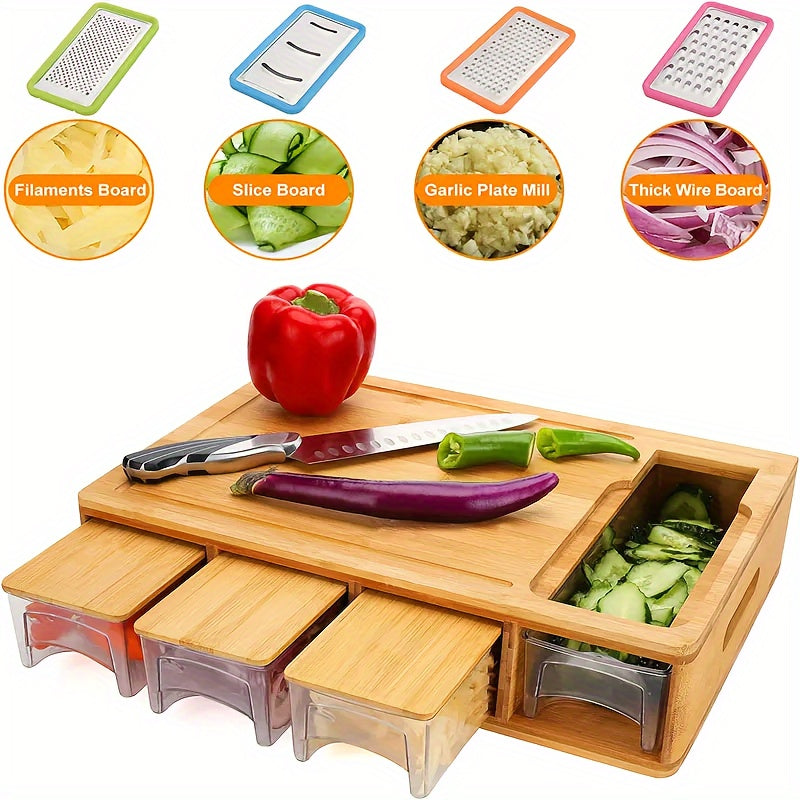 Mise bamboo board with prep drawers