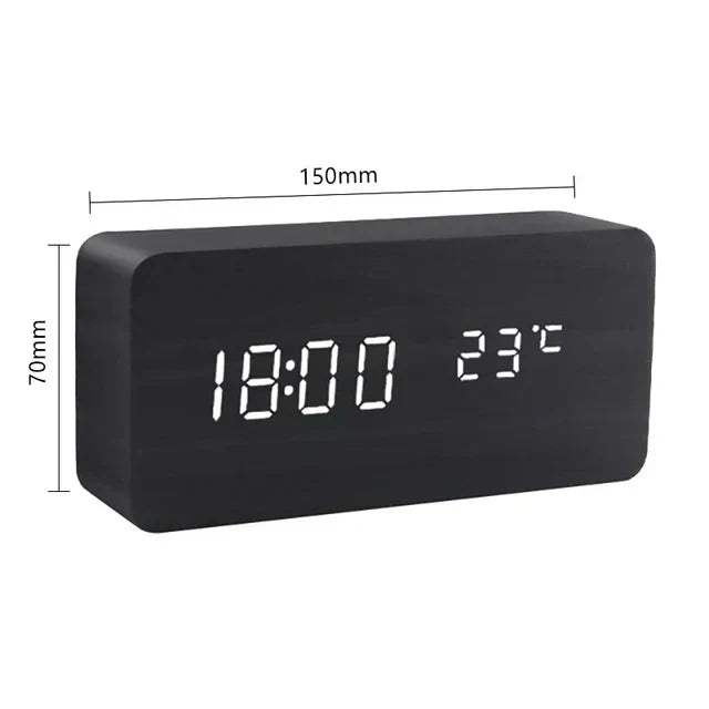 Tempo radio-controlled wooden LED clock – photo 6