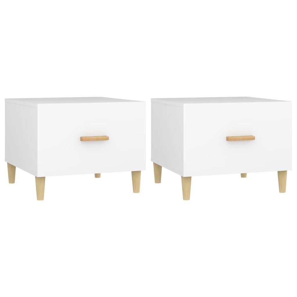 Tile coffee tables, pair, white