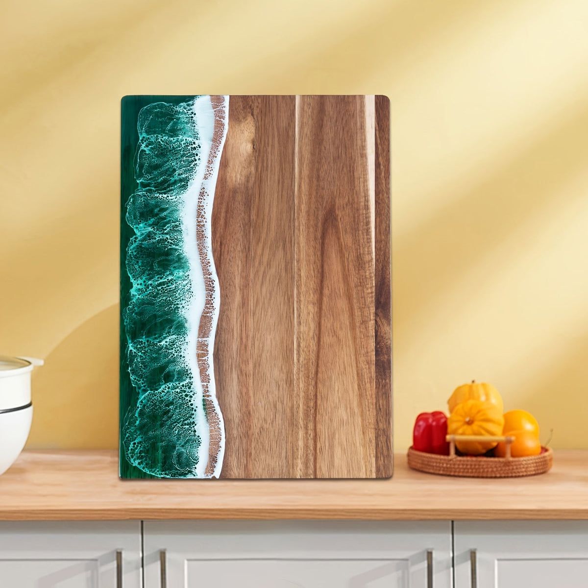 Wave ocean resin serving board