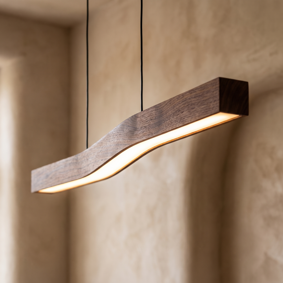 Linnea walnut wave dining pendant — iwt1