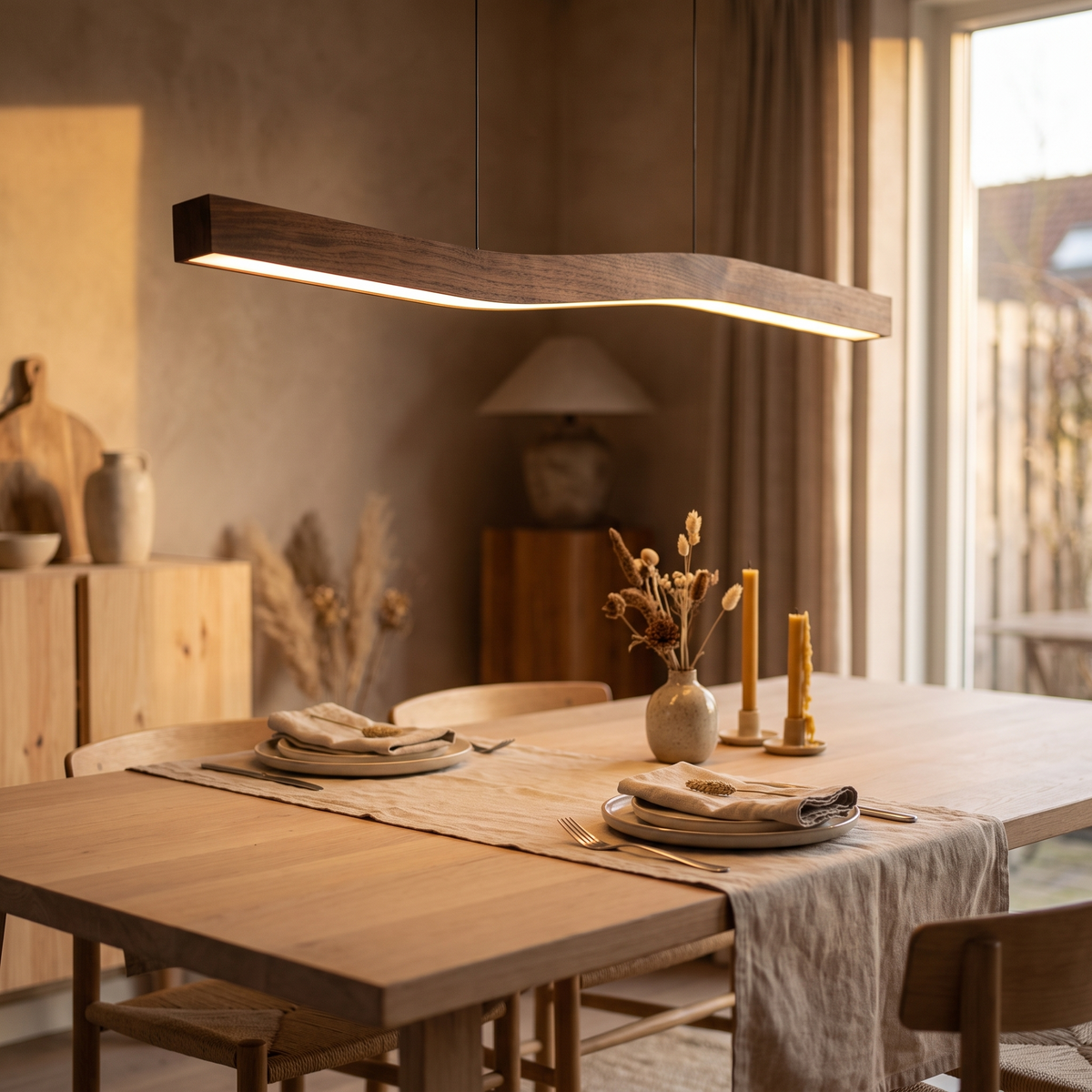 Linnea walnut wave dining pendant — iwt2