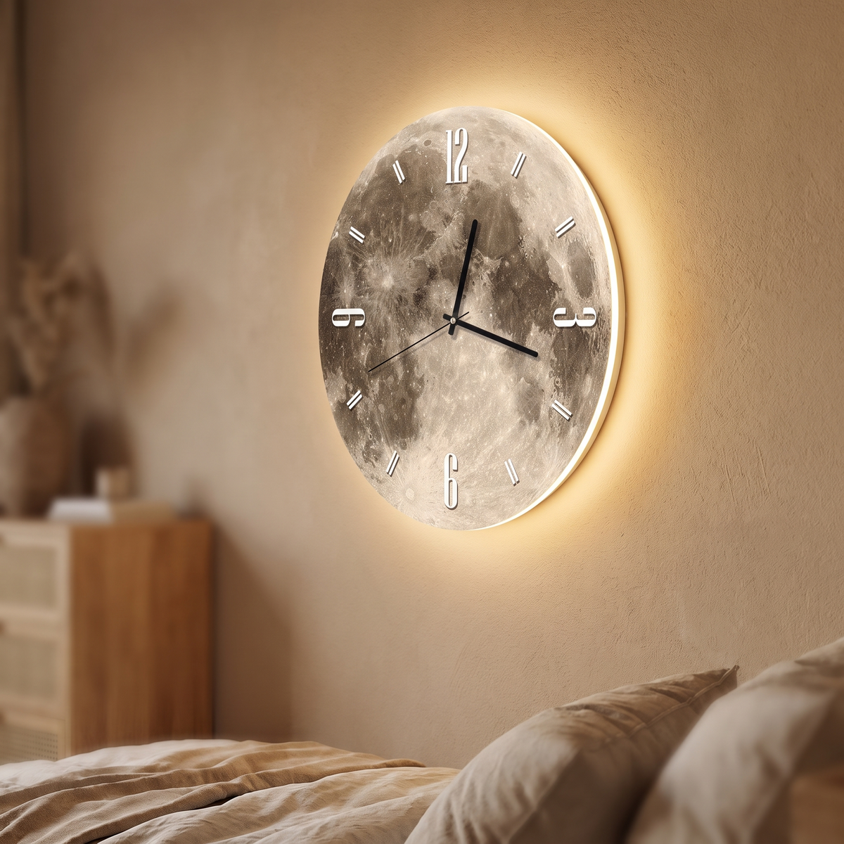 Luna backlit moon wall clock — iwt3