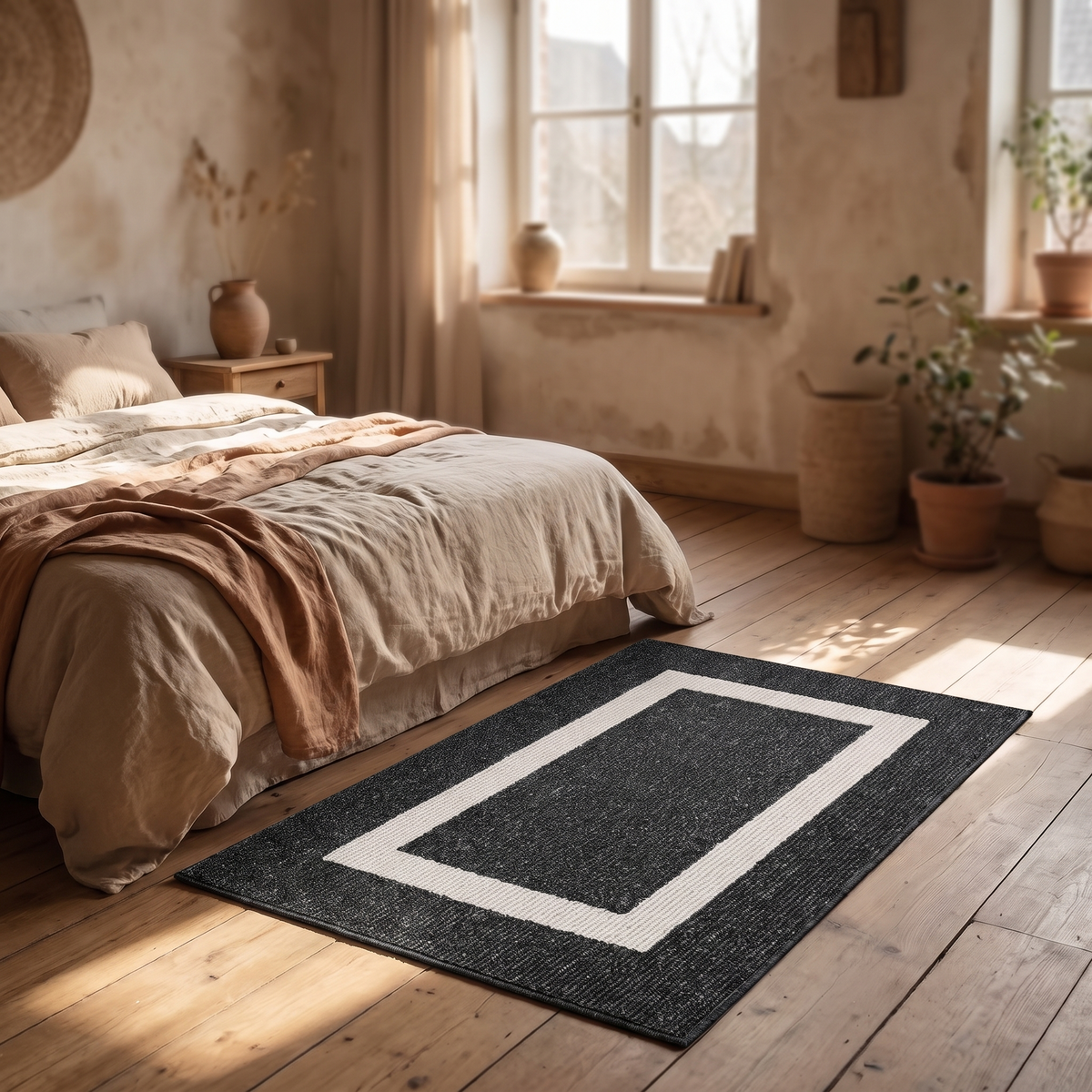 Quadra bordered floor rug — iwt3