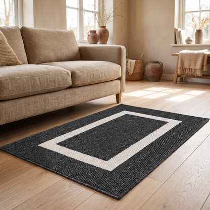 Quadra bordered floor rug