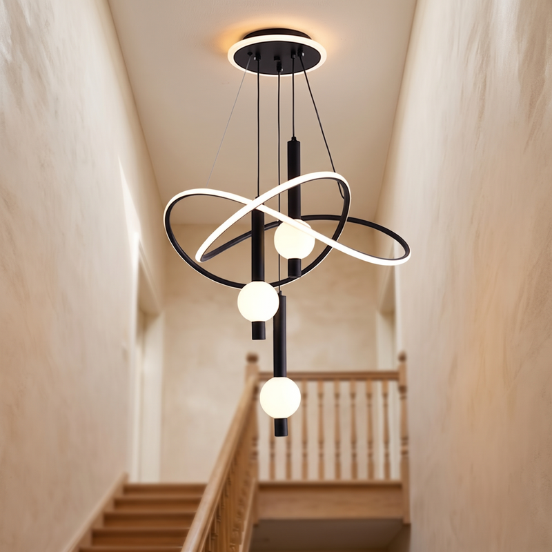 Comet spiral arm chandelier