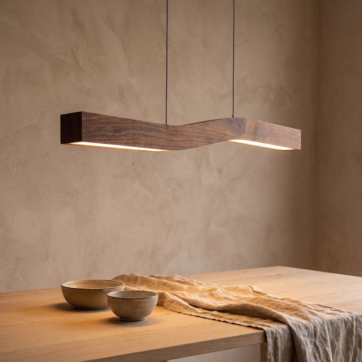 Linnea walnut wave dining pendant
