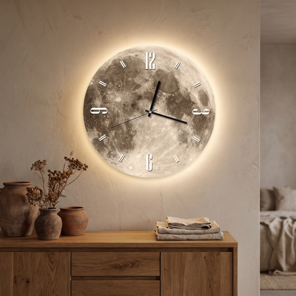 Luna backlit moon wall clock