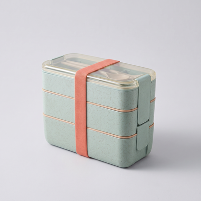 EcoStack three-tier lunch box in green