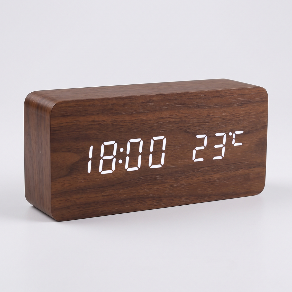 Tempo LED clock, brown rectangular body