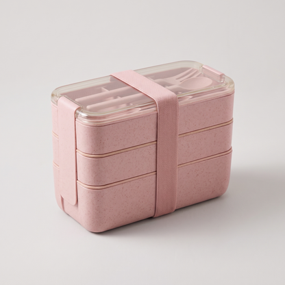 EcoStack three-tier lunch box in pink