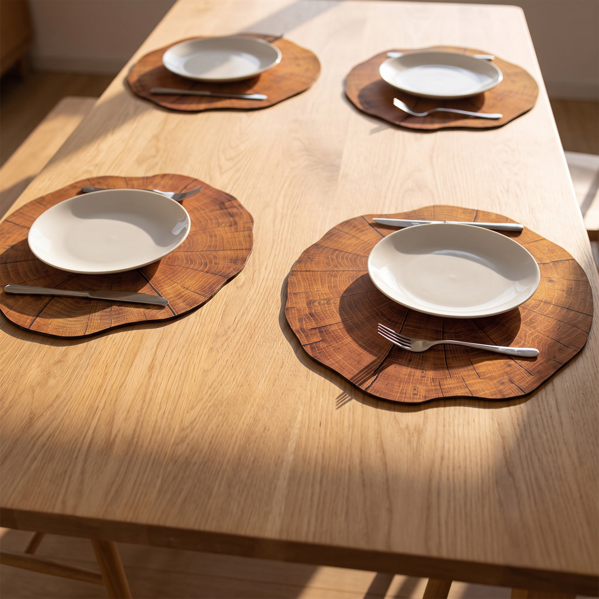 Four Ringwood placemats laid on a dining table