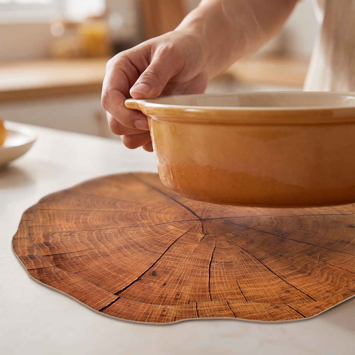Ringwood placemat detail with a serving dish set on it