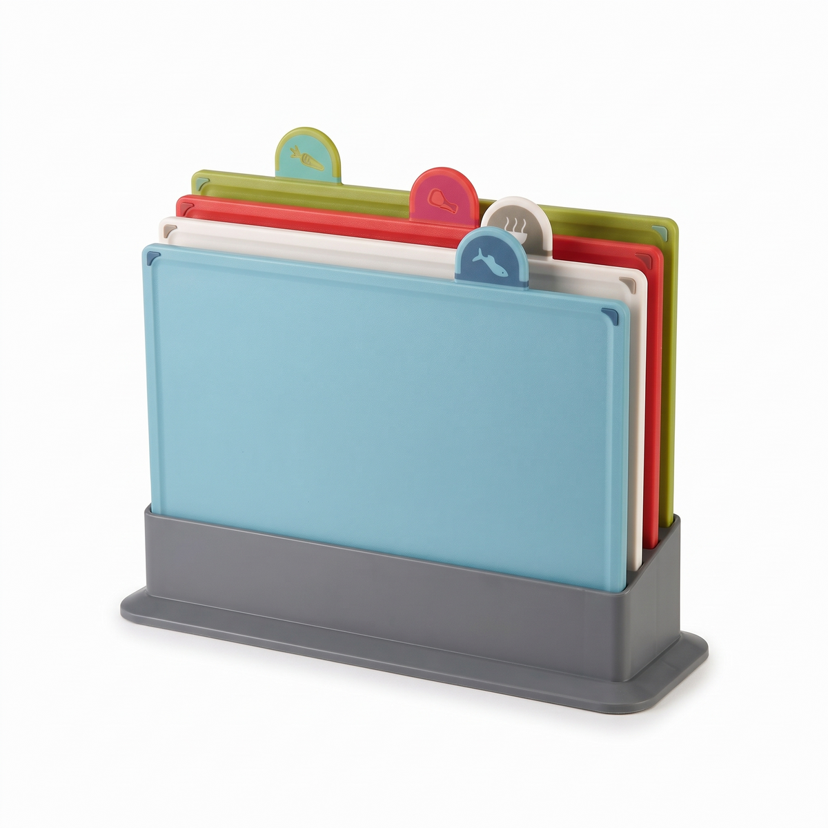 Plank | Indexed Cutting Board Set with Stand, Four Pieces