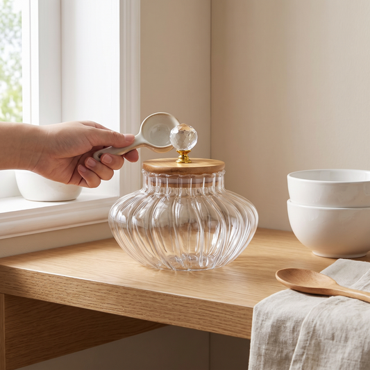 Furrow | Striped Borosilicate Coffee Canister