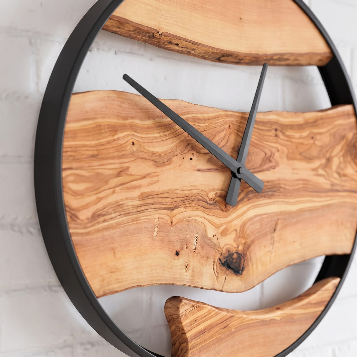 Grove | Iron and Olive Wood Wall Clock, Ø35 cm