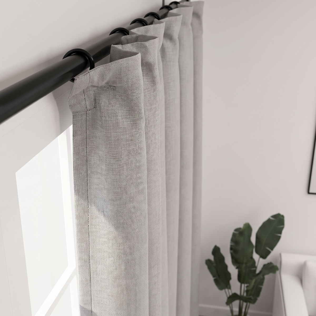 Weft | Blackout Curtain with Hooks, Linen Look