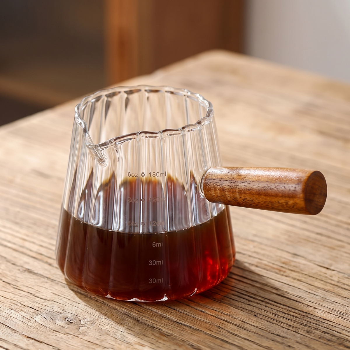 Acorn | Mini Glass Coffee Cup with Wooden Handle, 180 ml