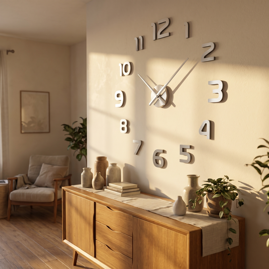 Halo | Oversized 3D Wall Clock, 100 cm, Silver