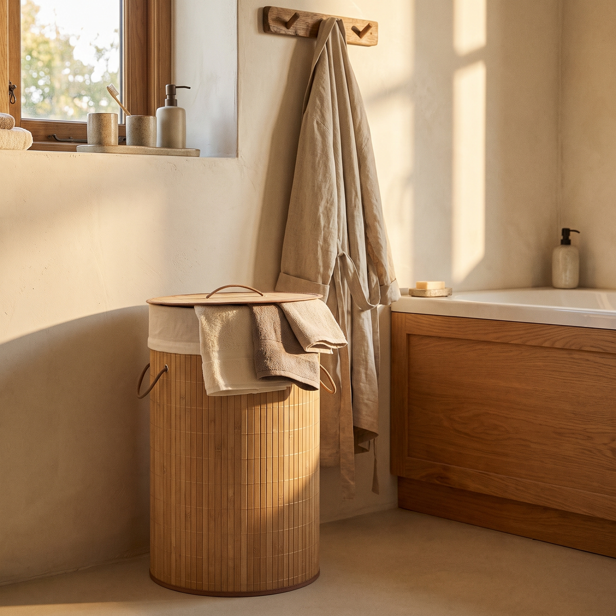 Bale | Round Woven Laundry Basket, Ø 35 x 60 cm