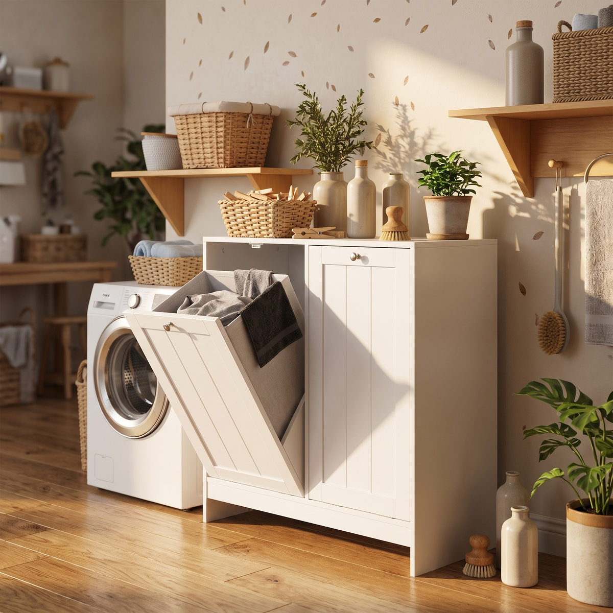 Hatch | Tilting Laundry Basket Cabinet, White
