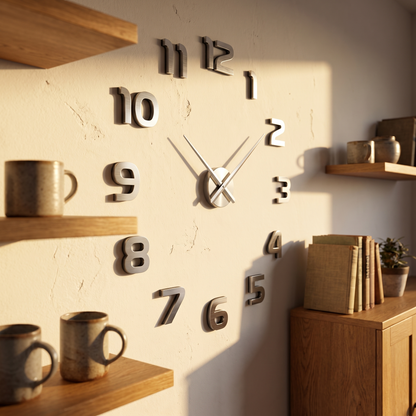 Halo | Oversized 3D Wall Clock, 100 cm, Silver