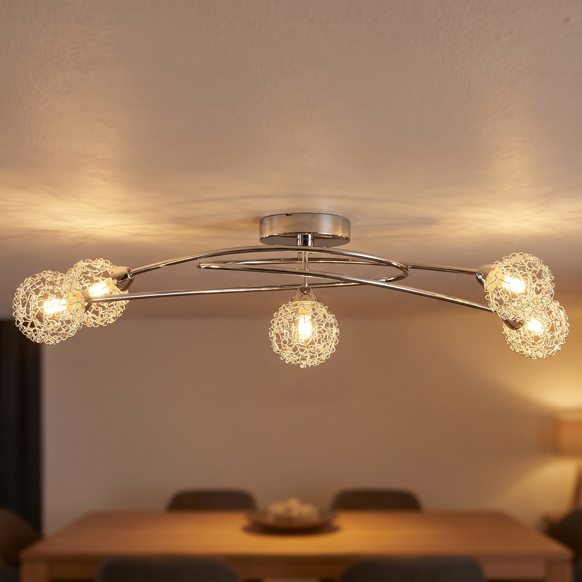 Lattice | Five-Head Wire Mesh Ceiling Light